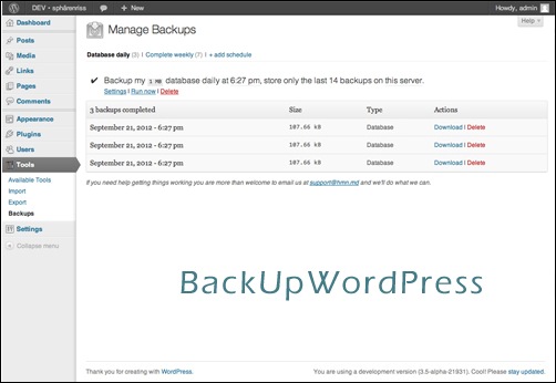 BackUpWordPress