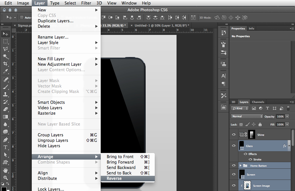 ReverseLayers menu Reverse Your Layers in Photoshop