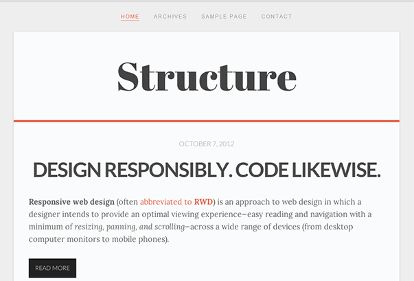 Structure WordPress Theme