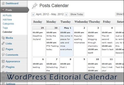 WordPress Editorial Calendar