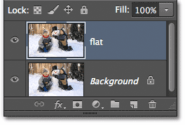 Renaming the first copy of the Background layer to 'flat'. Image © 2012 Photoshop Essentials.com.
