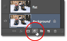 Clicking the New Fill or Adjustment Layer icon in the Layers panel. Image © 2012 Photoshop Essentials.com.