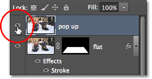 Selecting and turning on the top layer in the Layers panel. Image © 2012 Photoshop Essentials.com.