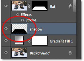 The 'shadow' layer preview thumbnail in the Layers panel. Image © 2012 Photoshop Essentials.com.