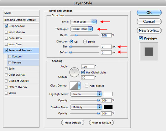 Add the Bevel & Emboss layer style