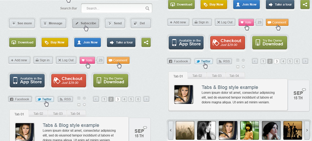 PSD/HTML Web UI Elements Kit