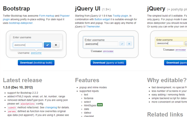 jQuery xeditable plugin freebie github open source