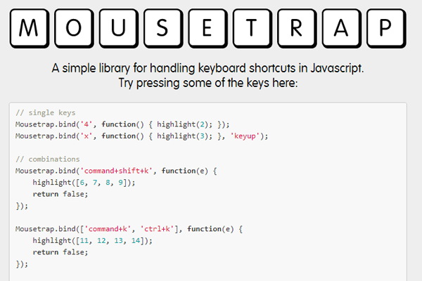 jquery plugin keyboard shortcuts library mousetrap