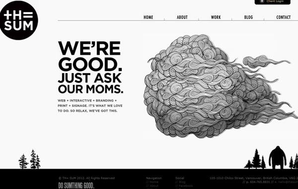 black white grey themed website summary