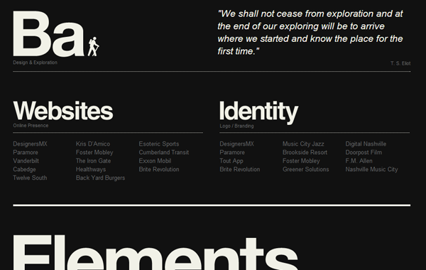 dark black background website typography