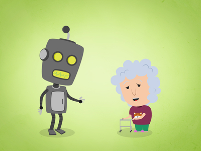 illustrated vector icons elements robot grandma lady