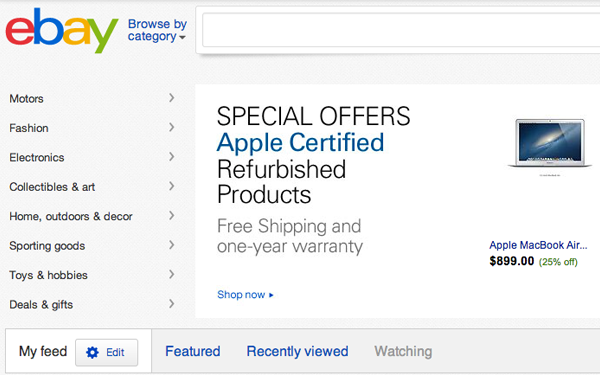 eBay homepage screenshot
