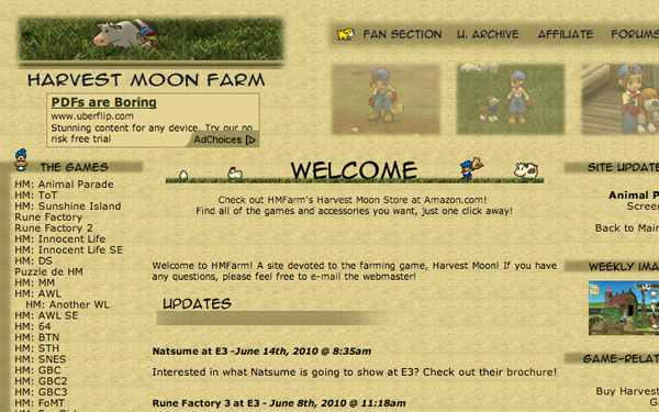 Harvest Moon farm website