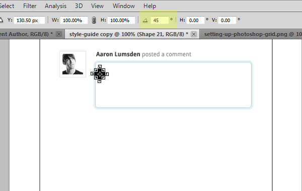 rotate shape photoshop