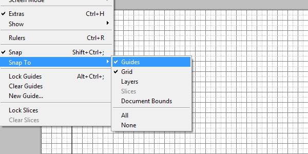 Setting up photoshop grid