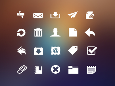 Mailbox inbox interface icon set freebie