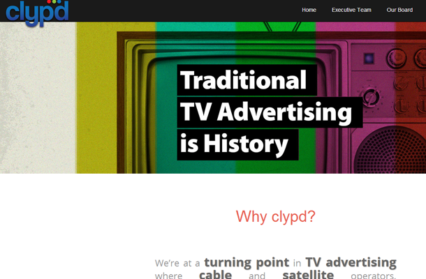 clypd television advertising media company startup homepage
