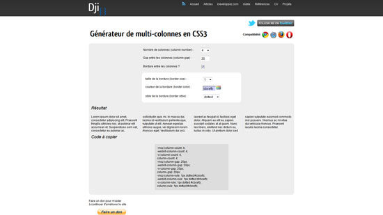 CSS3 multi-column generator