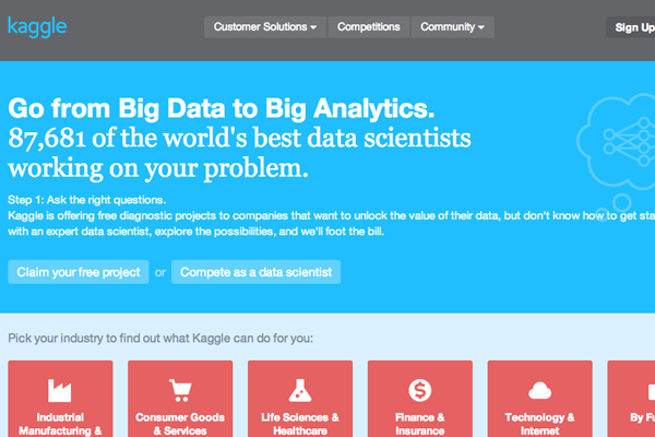kaggle startup website layout flat user interface