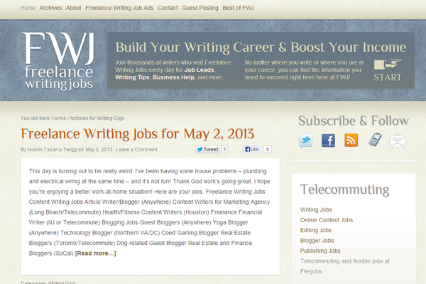 freelance writing gigs website jobs interface