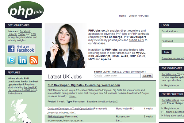 php jobs website design unique