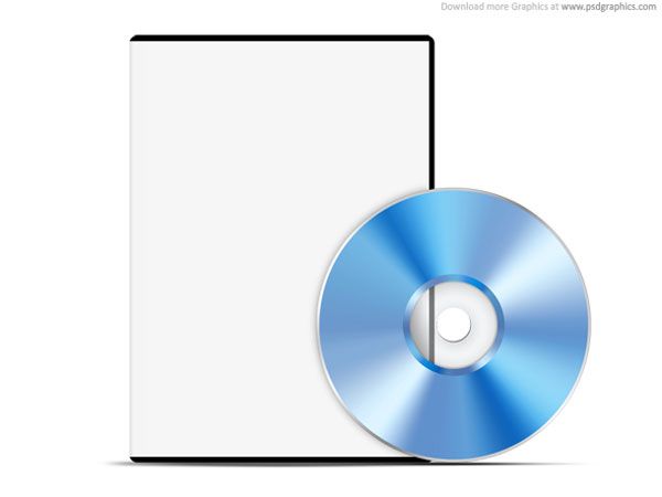 Blank white case with DVD, PSD web template