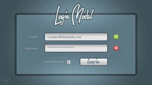 Login Modal Window PSD