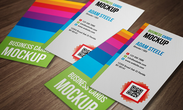 Vertical Business Cards Mock-up
