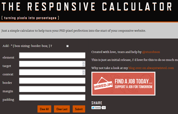 the responsive web design calculator website layout