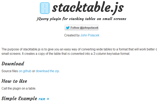 stackable.js jquery plugin stacking tables html5 css3