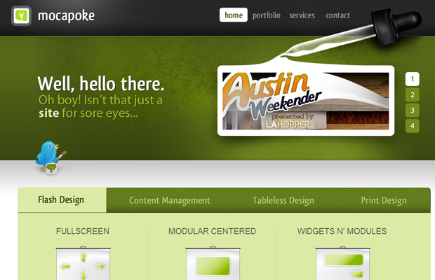 mocapoke website green layout design inspiring