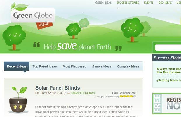 green globe illustrations website layout ideas