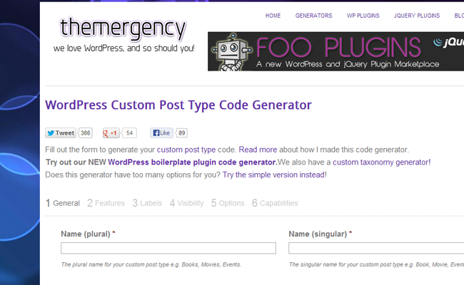 wordpress custom post type generator codes