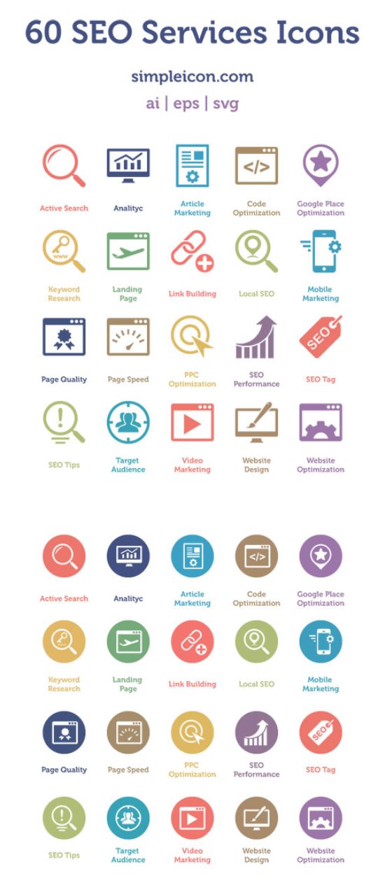 60 SEO Services Icons