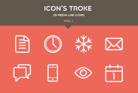 Flat Stroke Line Icons Set Vol1