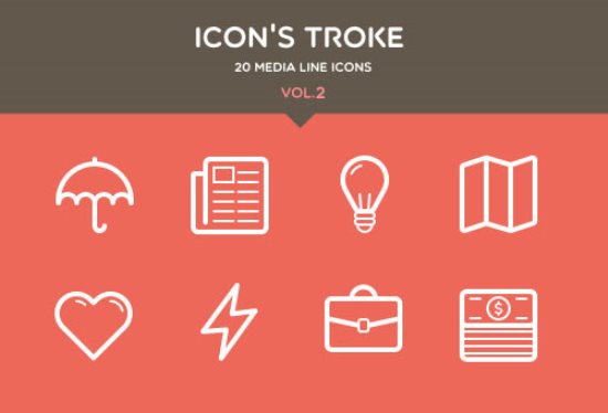 Flat Stroke Line Icons Set Vol2