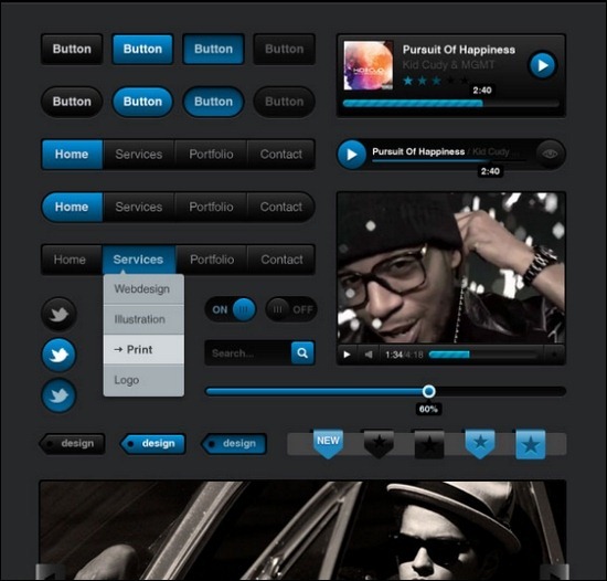 Media-Black-UI-Kit