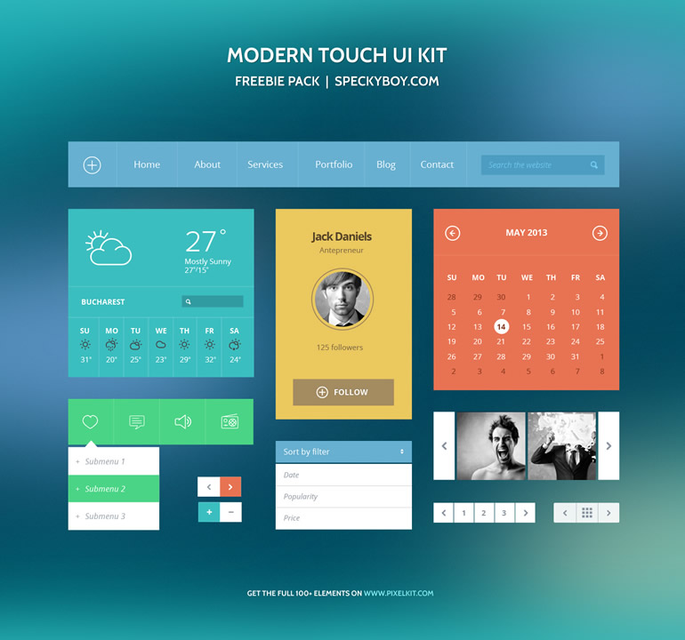 Full Screenshot of The Free Modern Touch UI Kit
