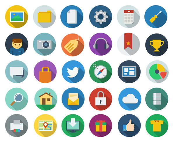 New free website graphics: Free Download: Modern Long Shadow Icons