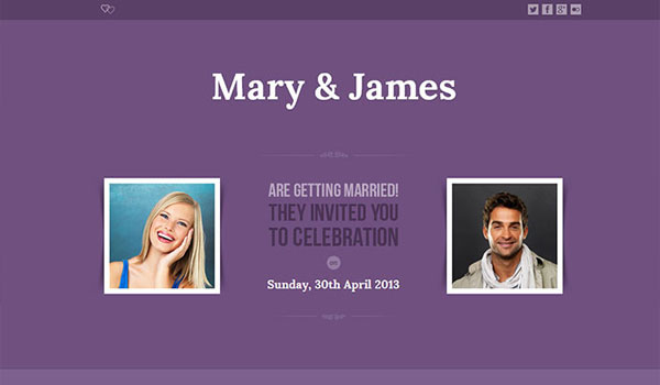 Lavender - One Page Wedding Template