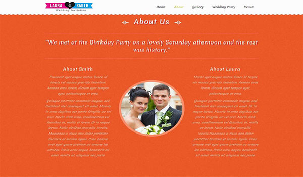Wedding Single Page Website Template