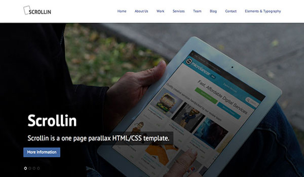Scrollin - One Page Parallax Responsive HTML