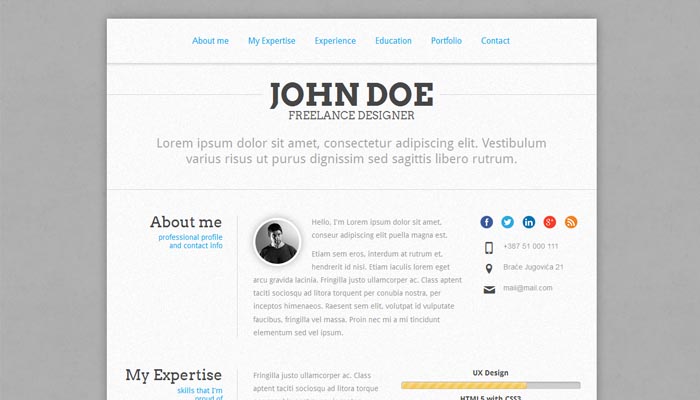 PerfectCV Responsive Bootstrap CV Resume