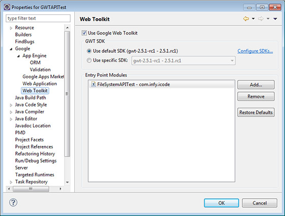 Web Toolkit in Eclipse