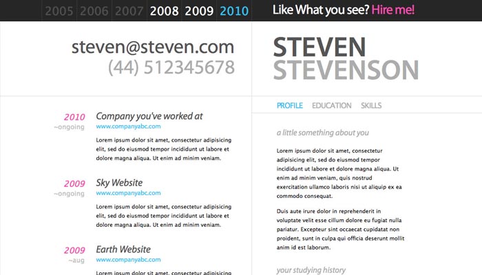 Resume website inspiration