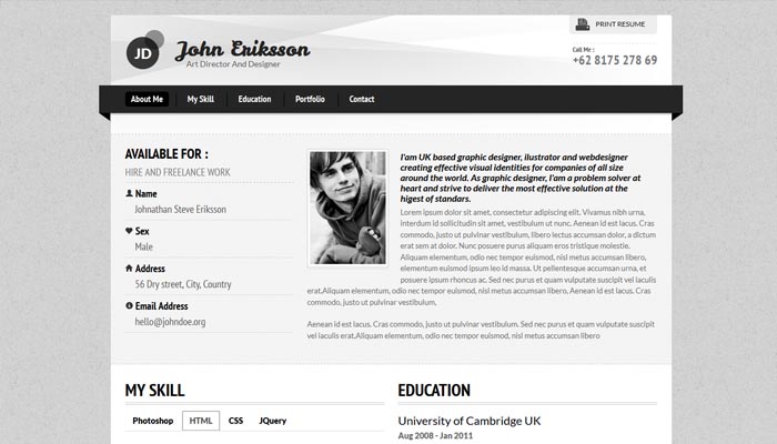 Resume website inspiration