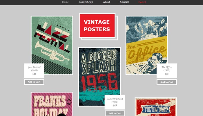 Vintage Poster Shop Portfolio Website Templates for Artists