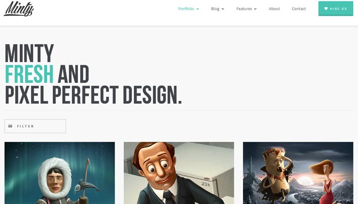 Minty Responsive Portfolio WordPress Theme