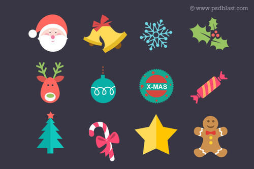 Flat Christmas Icon Set (PSD)