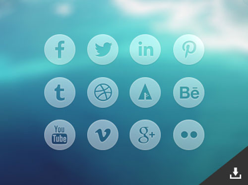 Round Transparent Social Media Icons (Psd)